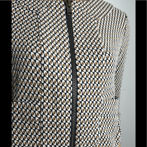 Diane Von Furstenberg Sz 6 Collarless Jacket 3/4 Sleeves Zip Front - Picture 4 of 10